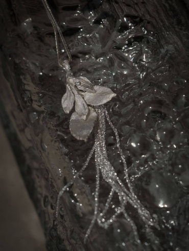Silver leaf tassel necklace
