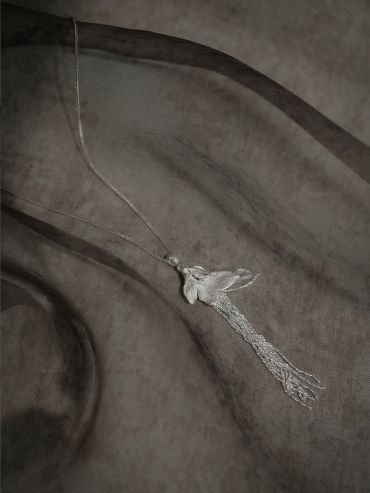 Silver leaf tassel necklace