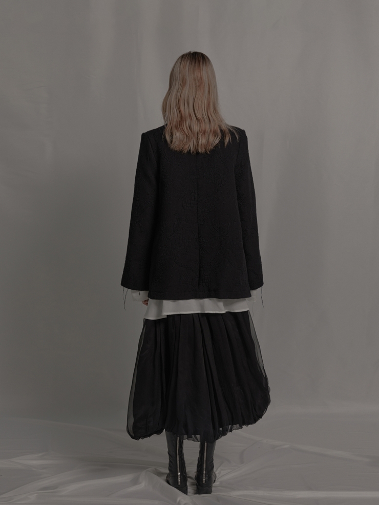 ELYWOOD Black Twinset Blazer with Attached Shirt