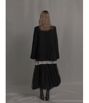 ELYWOOD Black Twinset Blazer with Attached Shirt