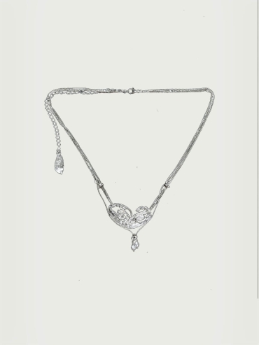 Silver Heart Windowpane Necklace