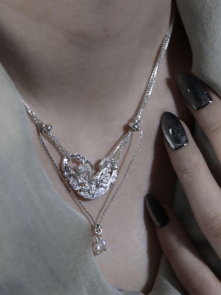 Silver Heart Windowpane Necklace