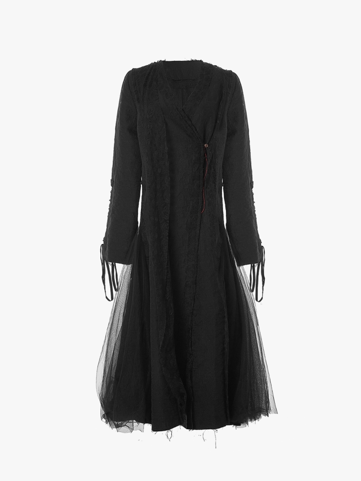 ELYWOOD Black Wool Long Coat