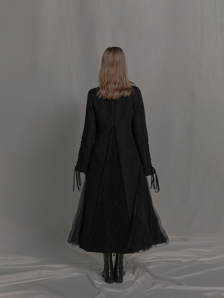 ELYWOOD Black Wool Long Coat