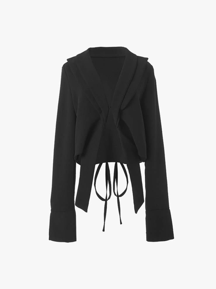 ELYWOOD Black Double-collar Blazer