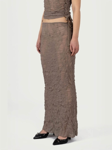 Brown Jacquard Maxi Skirt