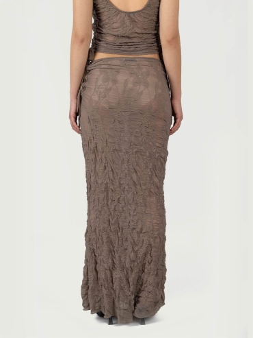 Brown Jacquard Maxi Skirt