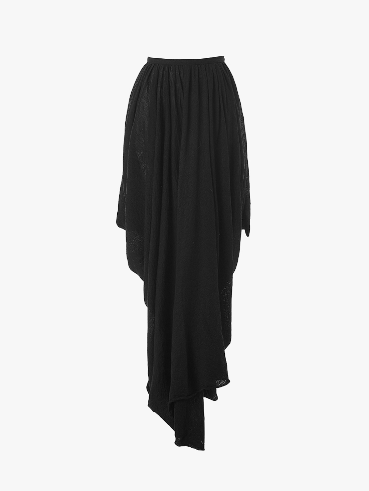 ELYWOOD Black Wool Layered Skirt