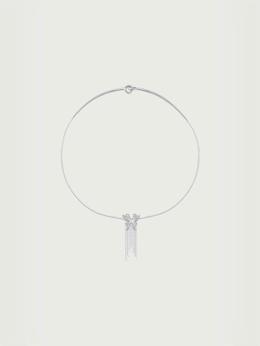 Silver tassel butterfly necklace