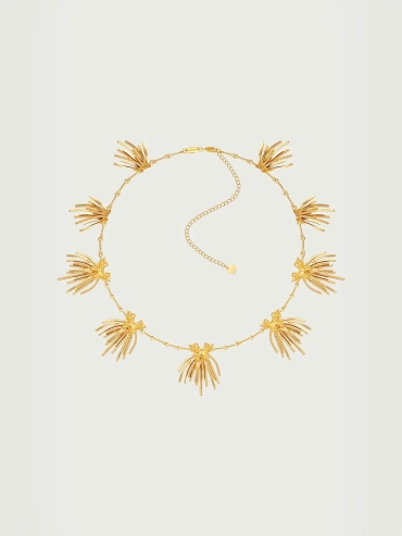 Gold multi-cluster tassel butterfly necklace