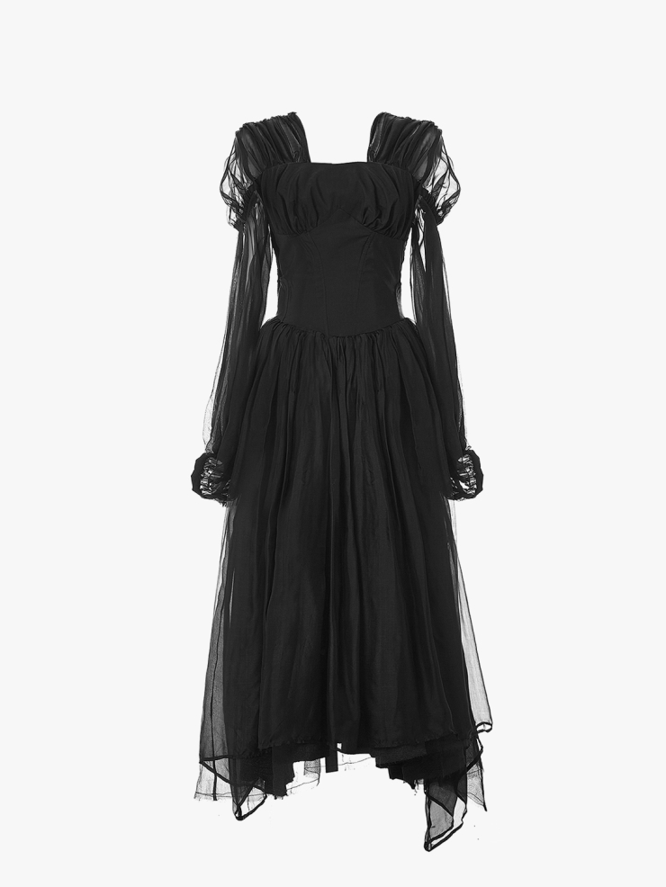 ELYWOOD Black Rib Combat Dress