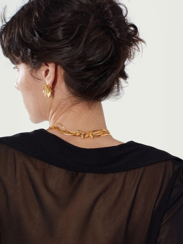 Gold long tassel butterfly necklace