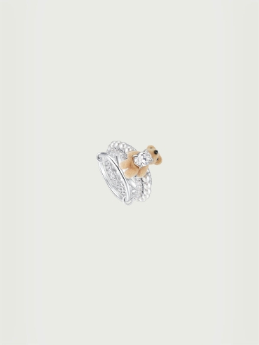 Mini Flocked Bear Layers Pearl Ring