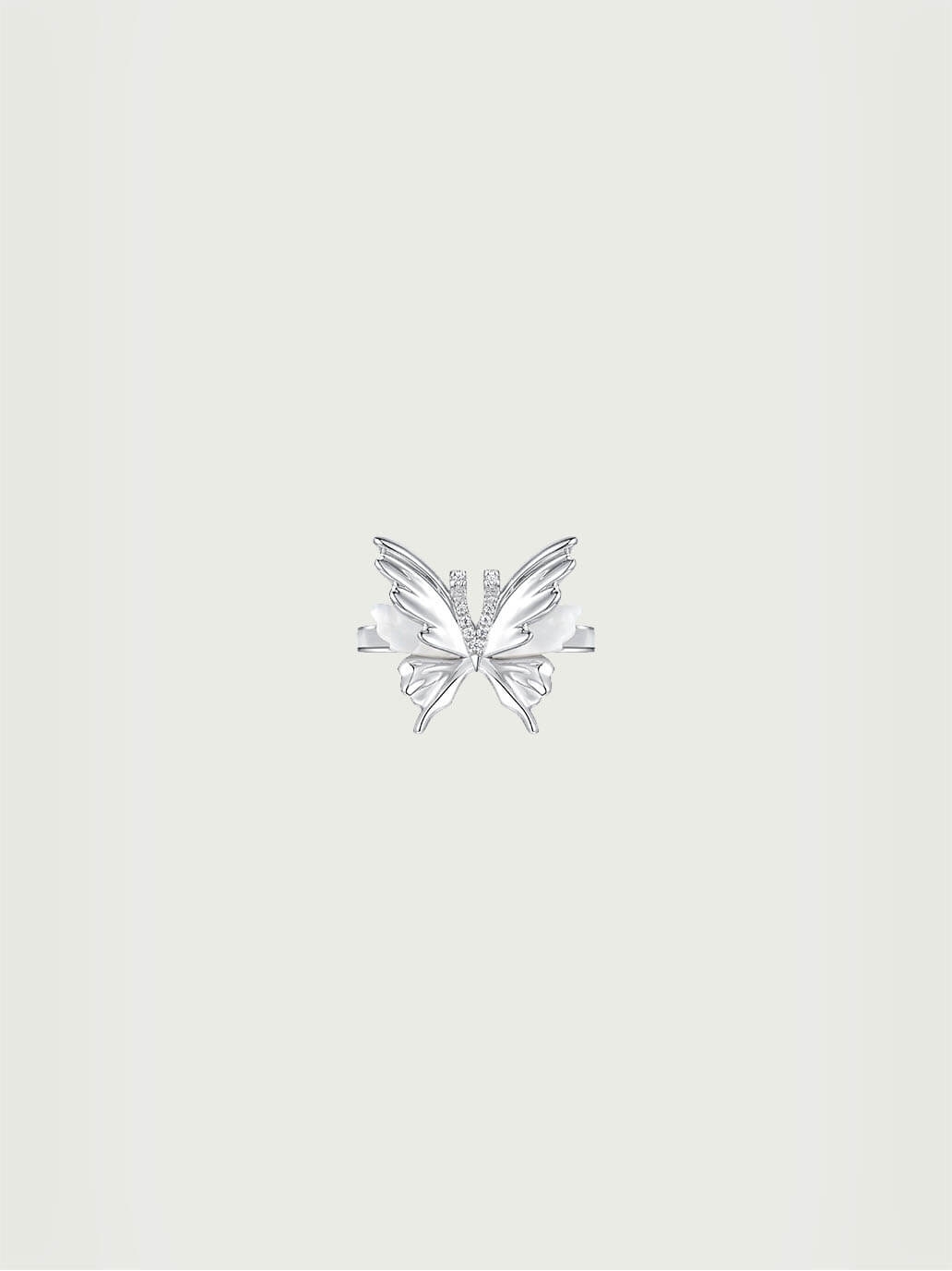 White Shell Opal Butterfly Ring