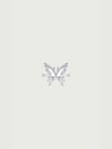 White Shell Opal Butterfly Ring