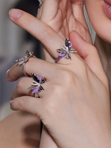 Purple Opal Butterfly Ring
