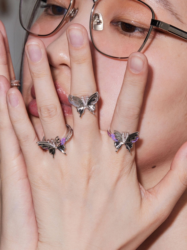 Purple Opal Butterfly Ring