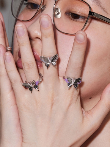 Purple Opal Butterfly Ring