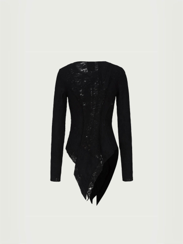 Black Skeleton Lace Wool Cardigan