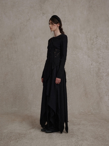 Black Skeleton Lace Wool Cardigan