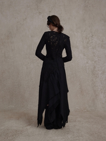 Black Skeleton Lace Wool Cardigan