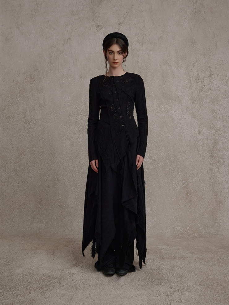 Black Skeleton Lace Wool Cardigan