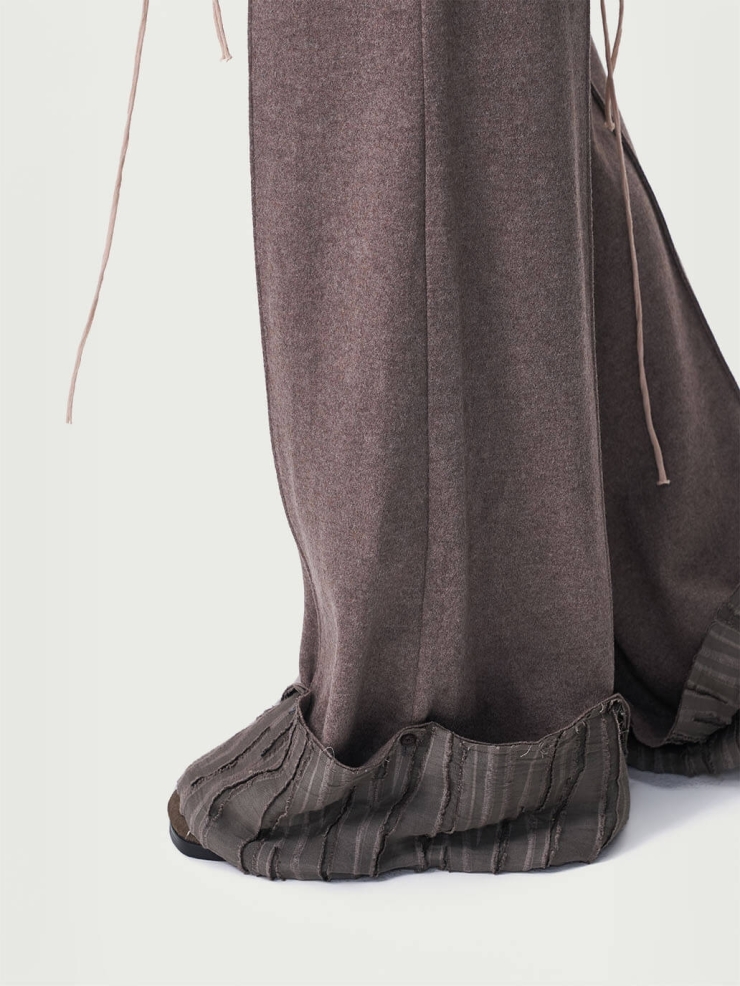 Brown Wool Button Down Trousers