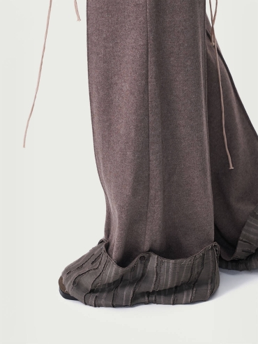 Brown Wool Button Down Trousers