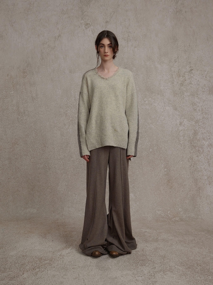 Brown Wool Button Down Trousers