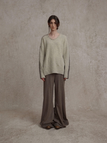 Brown Wool Button Down Trousers