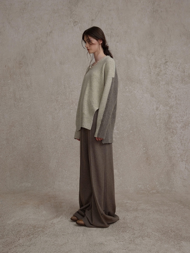 Brown Wool Button Down Trousers