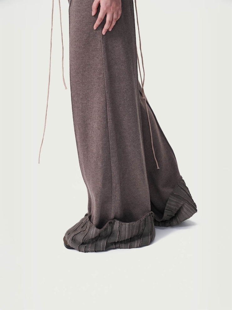 Brown Wool Button Down Trousers