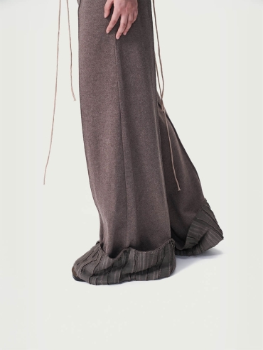 Brown Wool Button Down Trousers