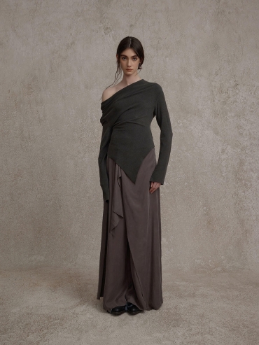 Gray Slouchy Knit Top