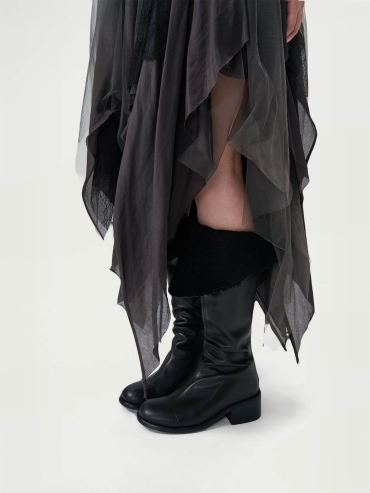 Gray Purple Dress with Pointed Hem and Tube Top