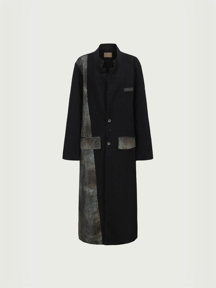 Black and Teal Patchwork Coat