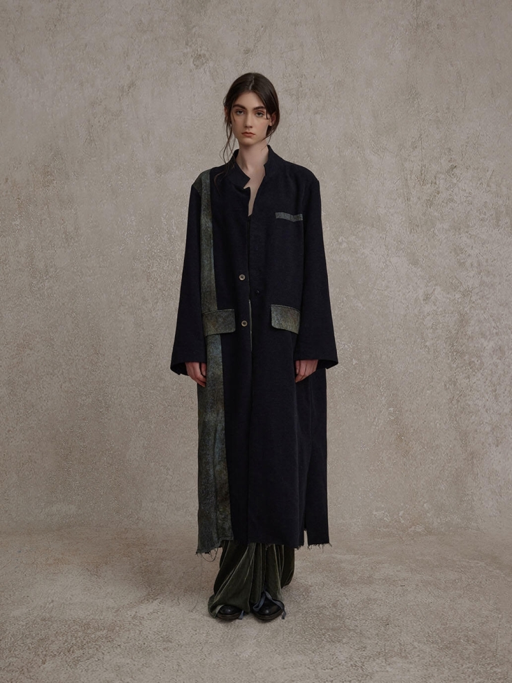 Black and Teal Patchwork Coat