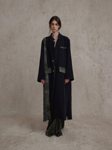 Black and Teal Patchwork Coat