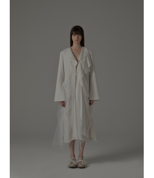 ELYWOOD White Long Silk Coat
