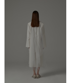 ELYWOOD White Long Silk Coat
