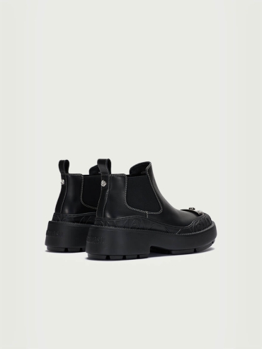 Black Dreamcore Knight Rose Embossed Chelsea Boots
