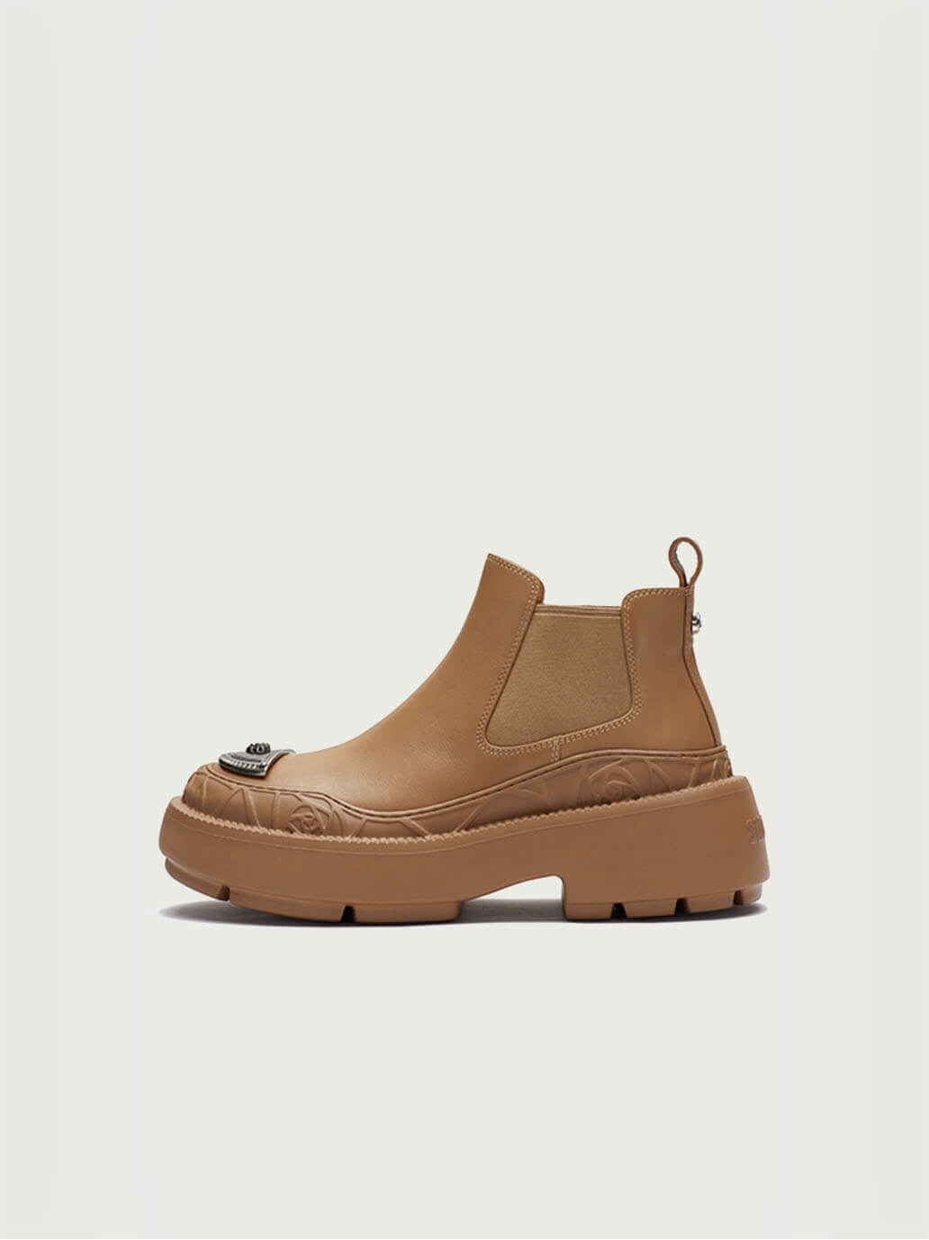 Brown Dreamcore Knight Rose Embossed Chelsea Boots