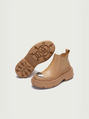 Brown Dreamcore Knight Rose Embossed Chelsea Boots