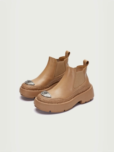 Brown Dreamcore Knight Rose Embossed Chelsea Boots