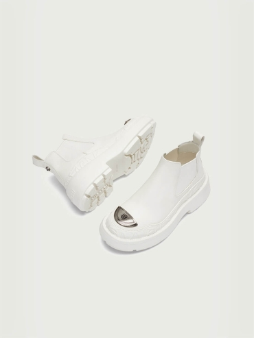 White Dreamcore Knight Rose Embossed Chelsea Boots