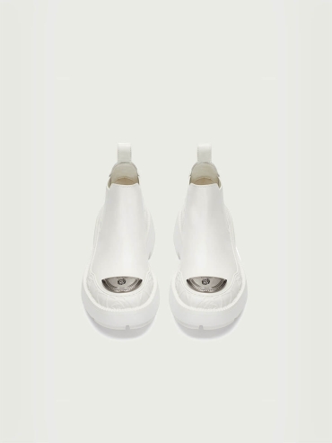 White Dreamcore Knight Rose Embossed Chelsea Boots