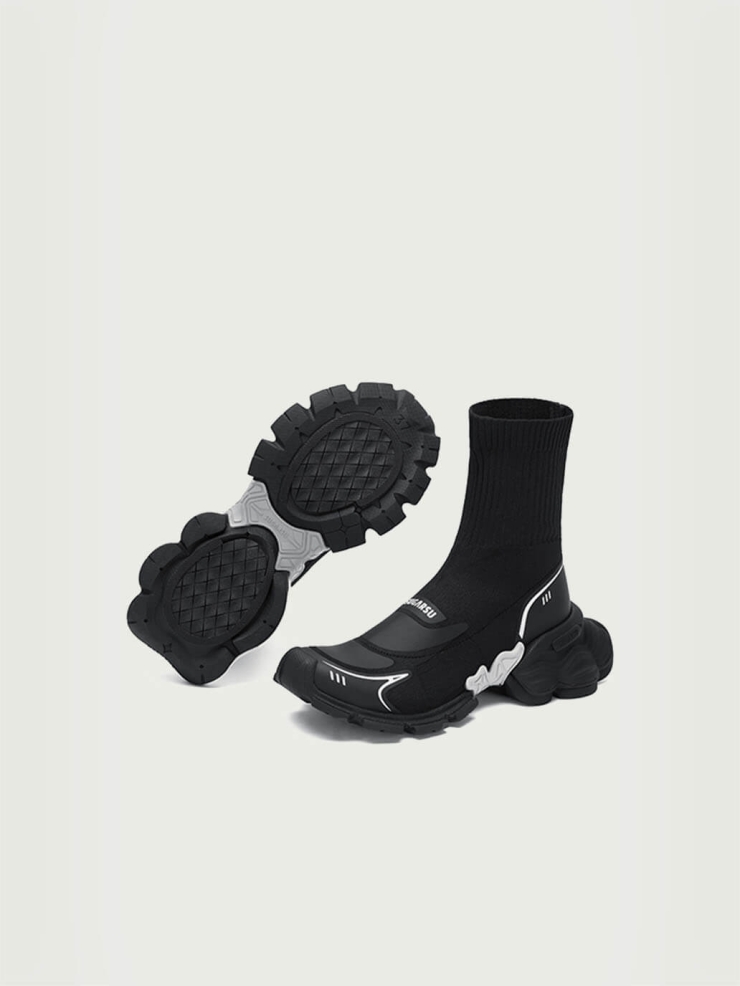 Black Dreamcore Angel Vintage Butterfly Sole Knitted Dad Shoes