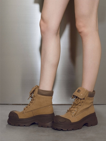 Brown Dreamcore Angel Vintage Butterfly Sole Boots