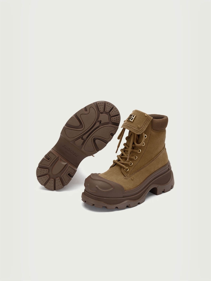 Brown Dreamcore Angel Vintage Butterfly Sole Boots