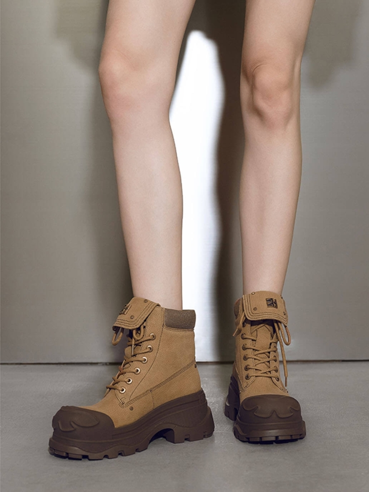 Brown Dreamcore Angel Vintage Butterfly Sole Boots